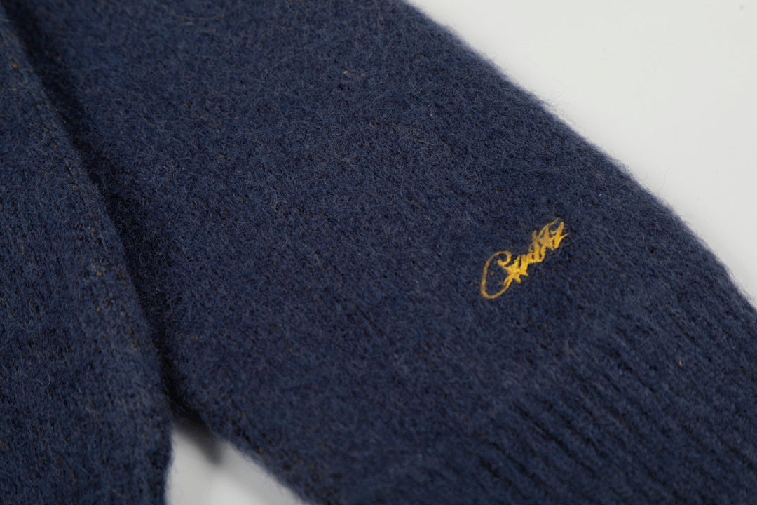 NAVY BLUE C STAR MOHAIR KNIT SWEATER