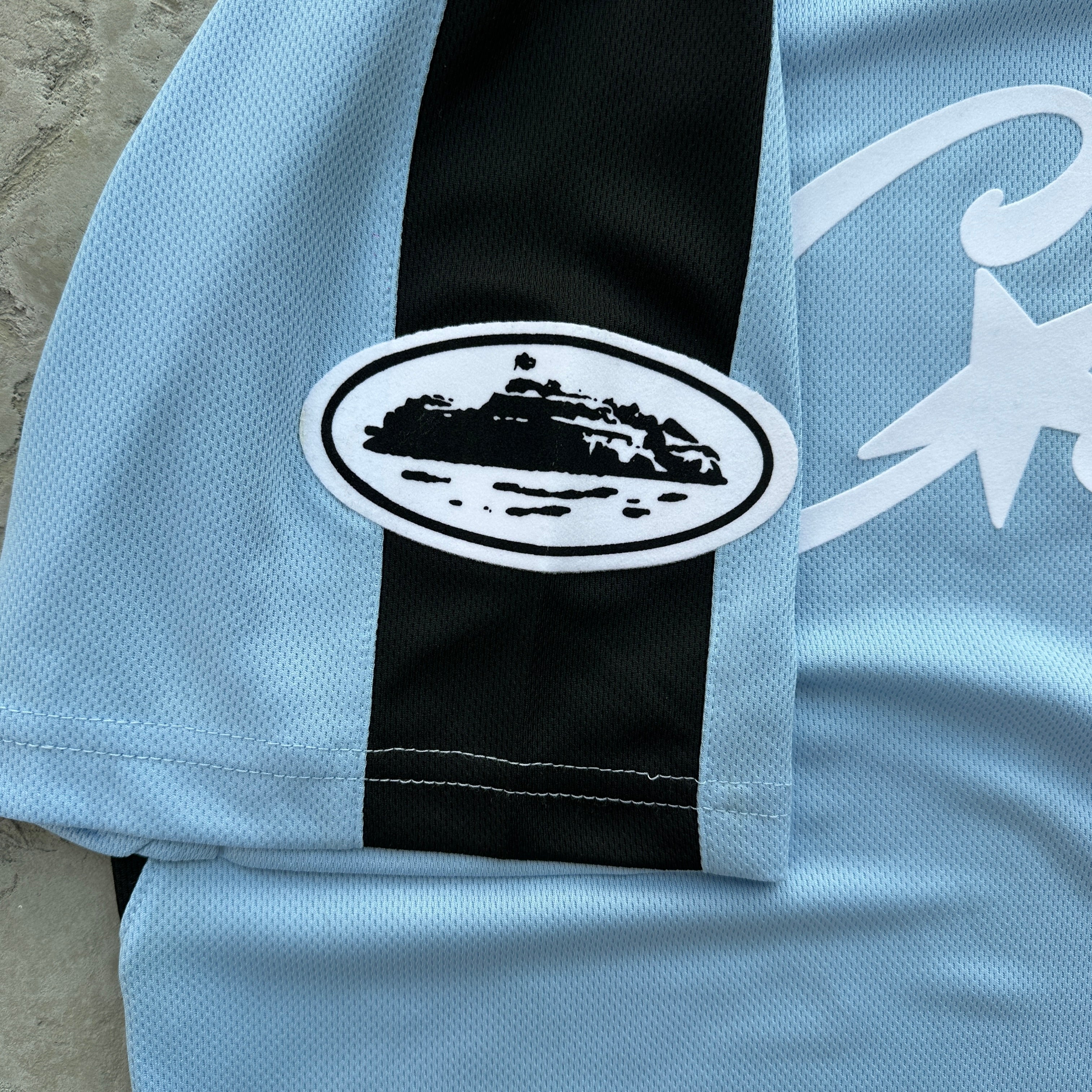 BABY BLUE PANEL FOOTBALL SHIRT TEE - CRTZ
