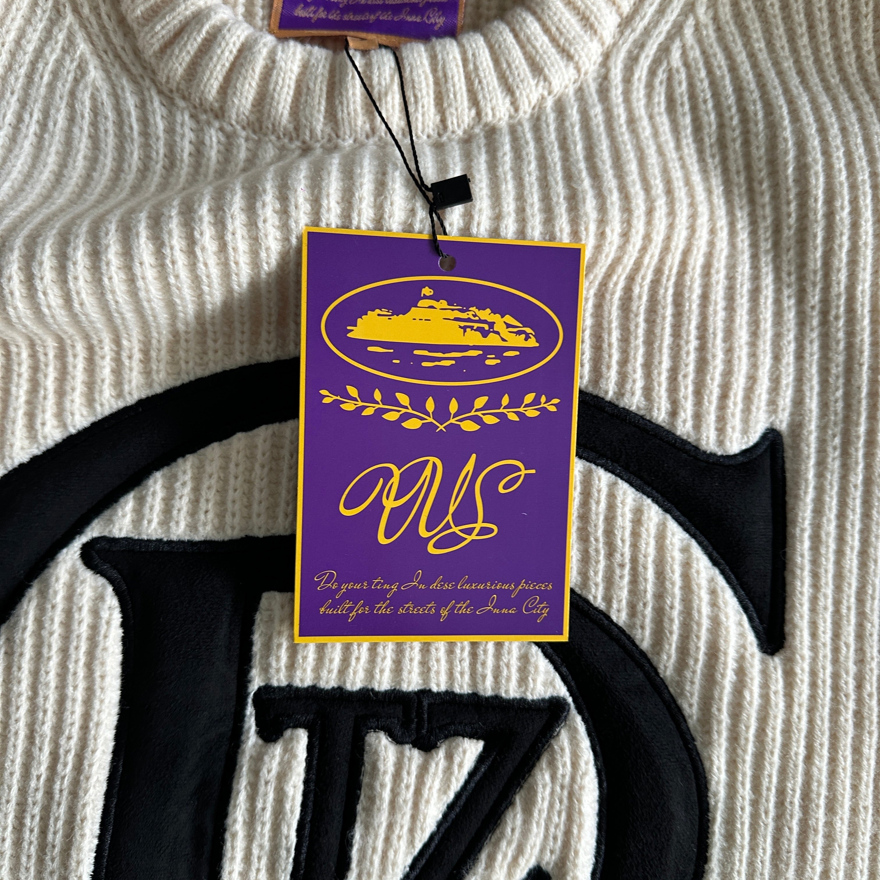 Long Sleeve Knit Sweater -CREAM