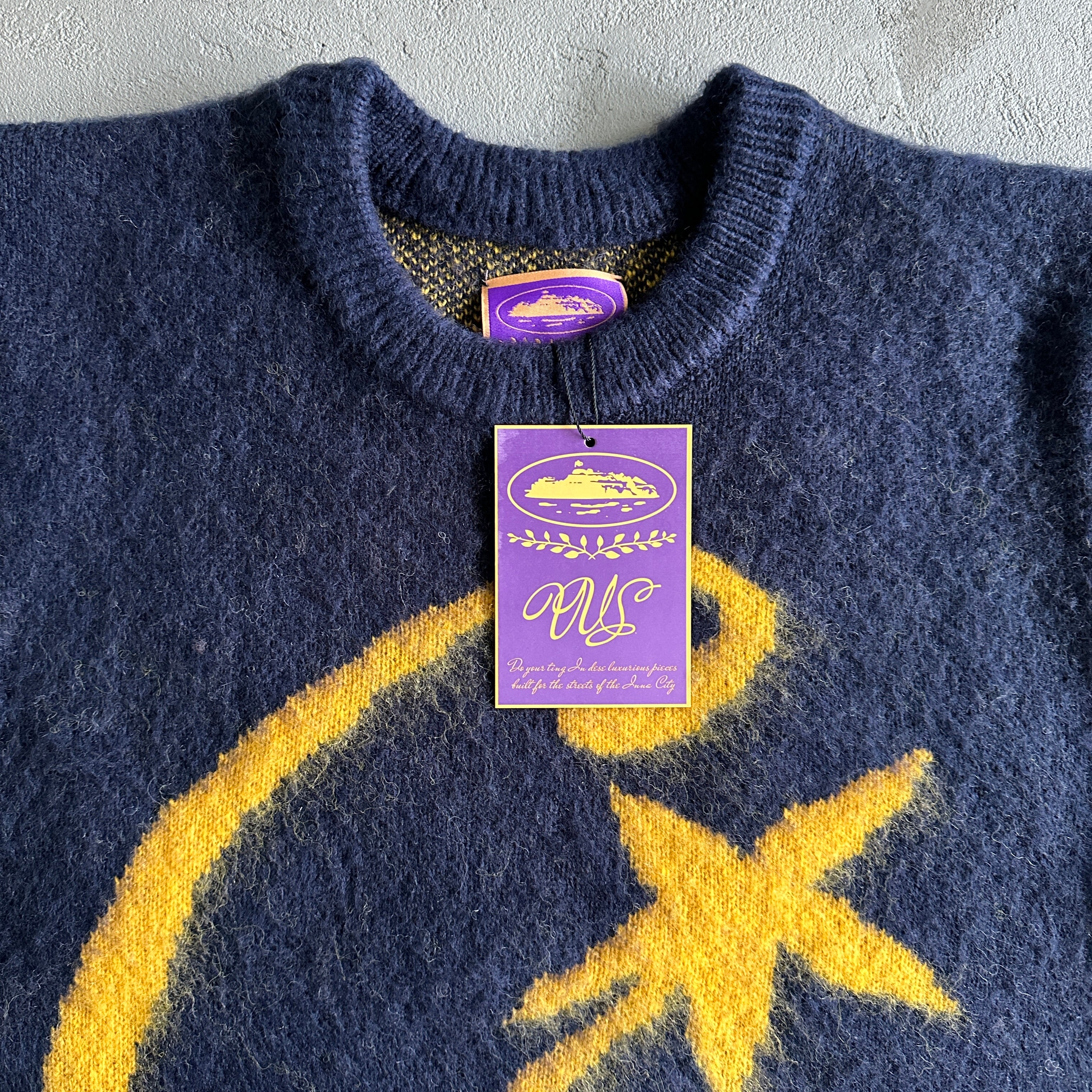Long Sleeve Mohairknit-BLUE & YELLOW