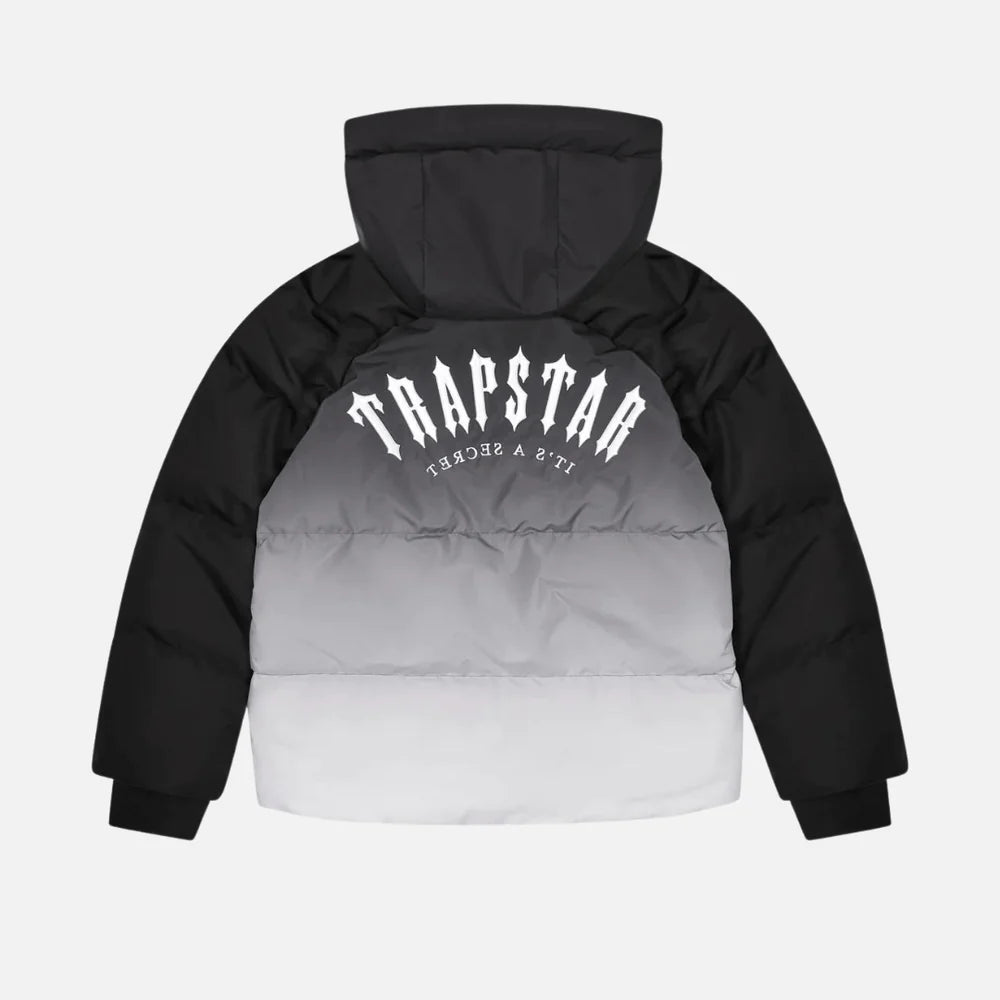 TRAPSTAR IRONGATE HOODED PUFFER AW23 JACKET - BLACK GRADIENT