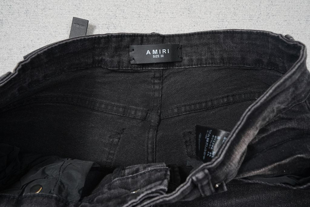 AMlRI BLACK JEANS RED PATCHS