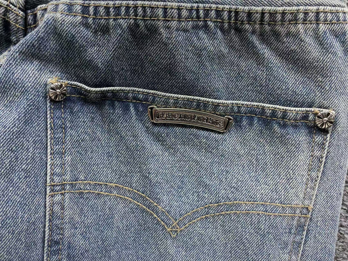 CHROME GREY JEANS BLACK WHITE CROSS