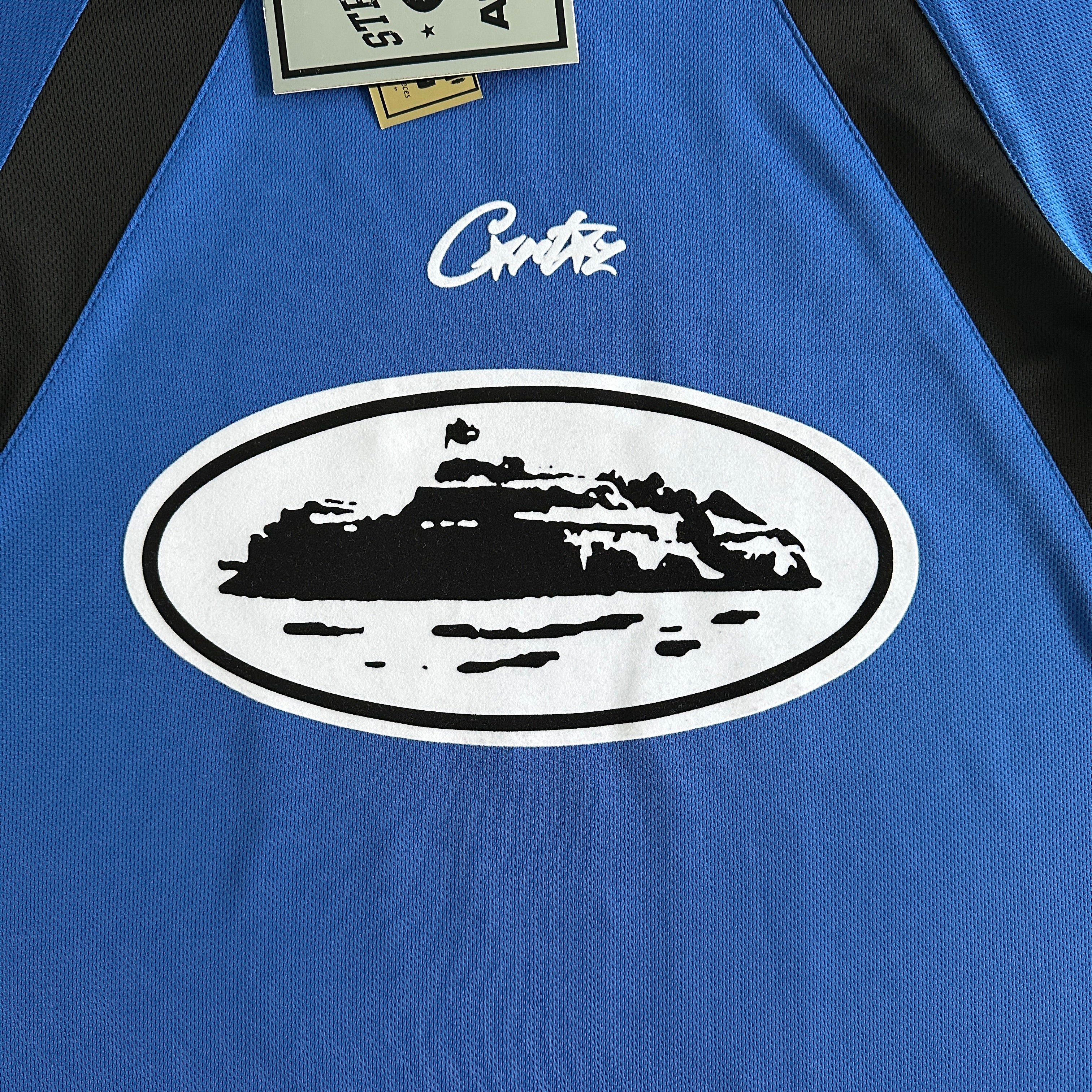 DARK BLUE PANEL FOOTBALL SHIRT TEE - CRTZ