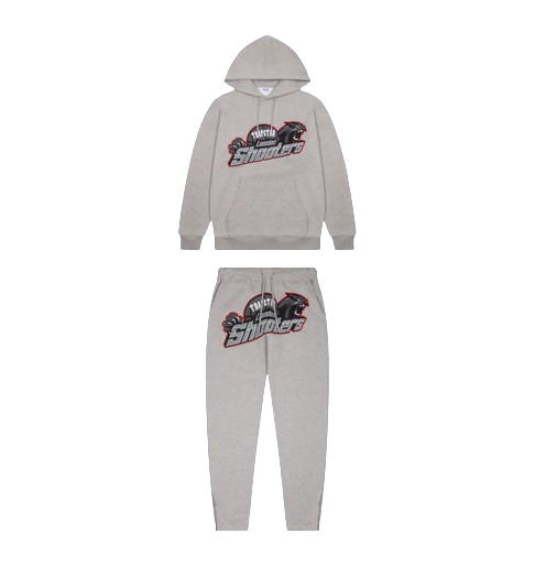 Red and top grey tracksuit