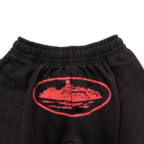 Black and Red Alcatraz Logo shorts