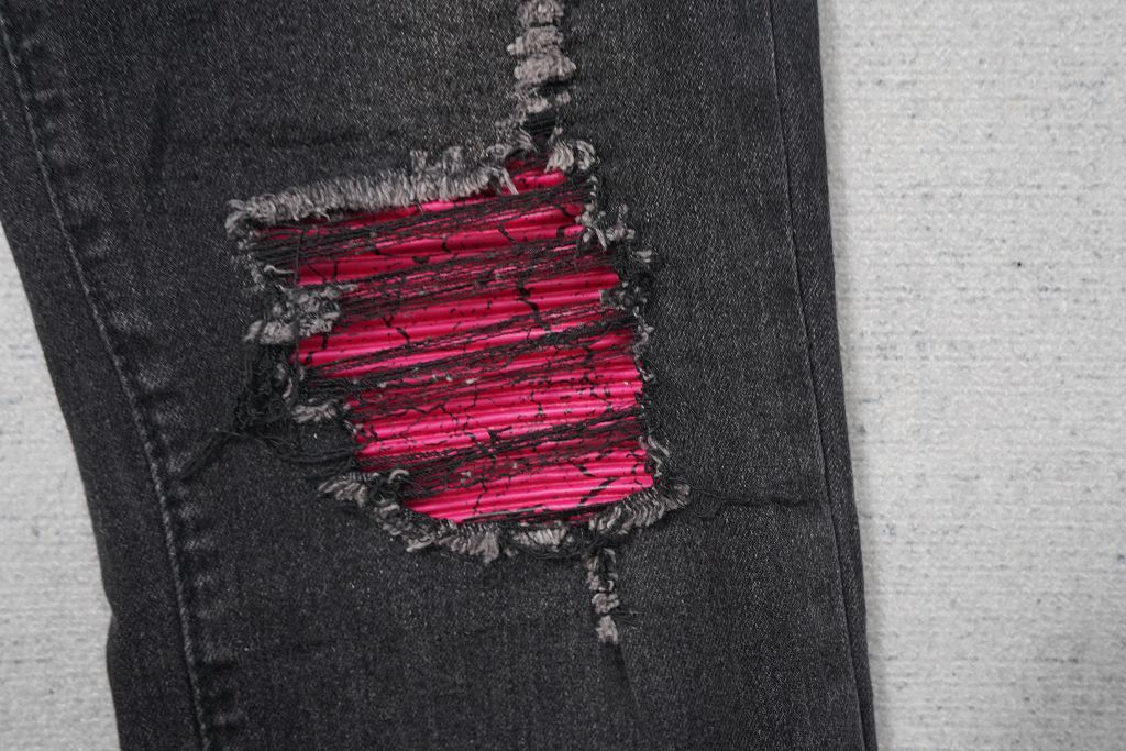 AMlRI BLACK JEANS RED PATCHS