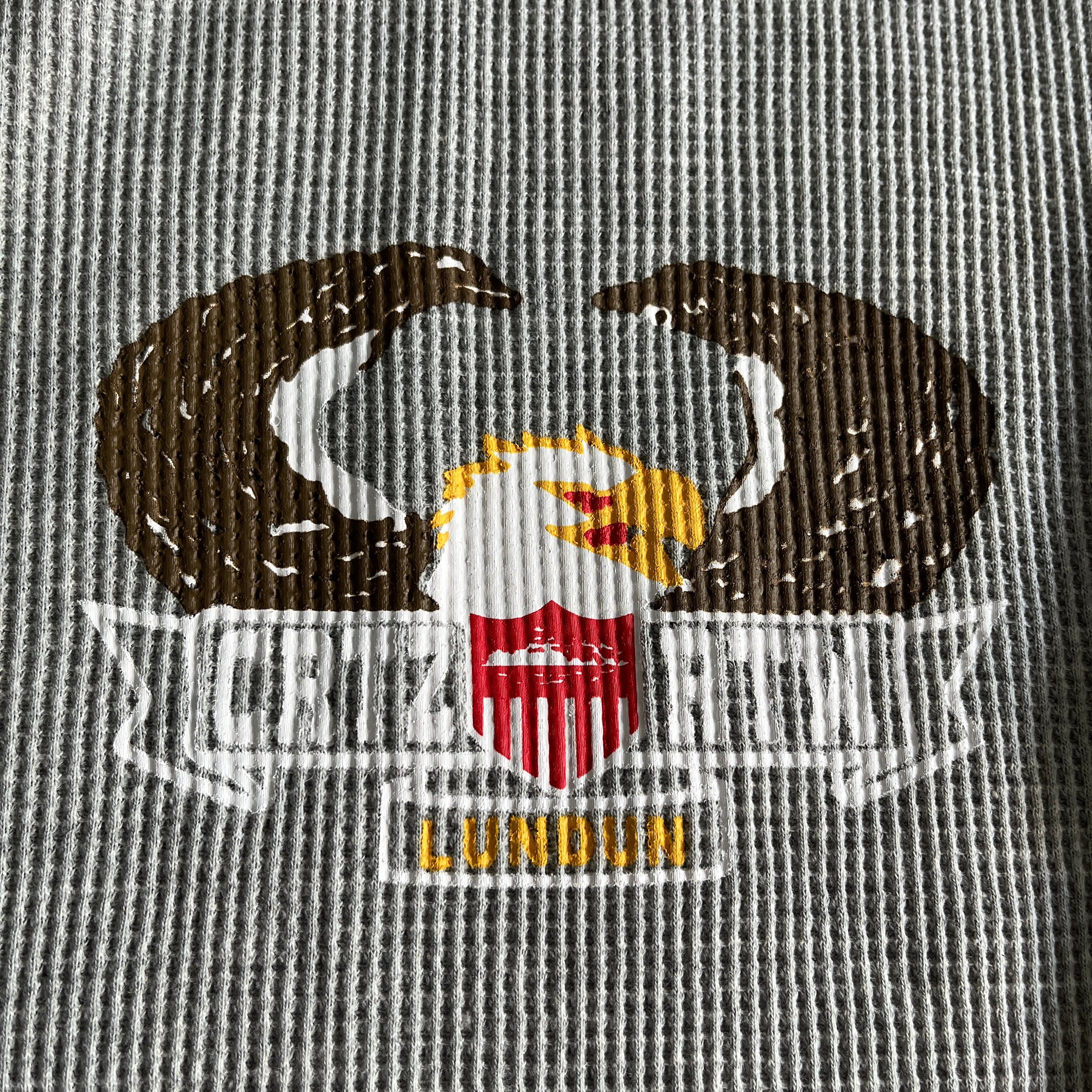 Eagle Print Waffle Long Sleeve- Light Gray
