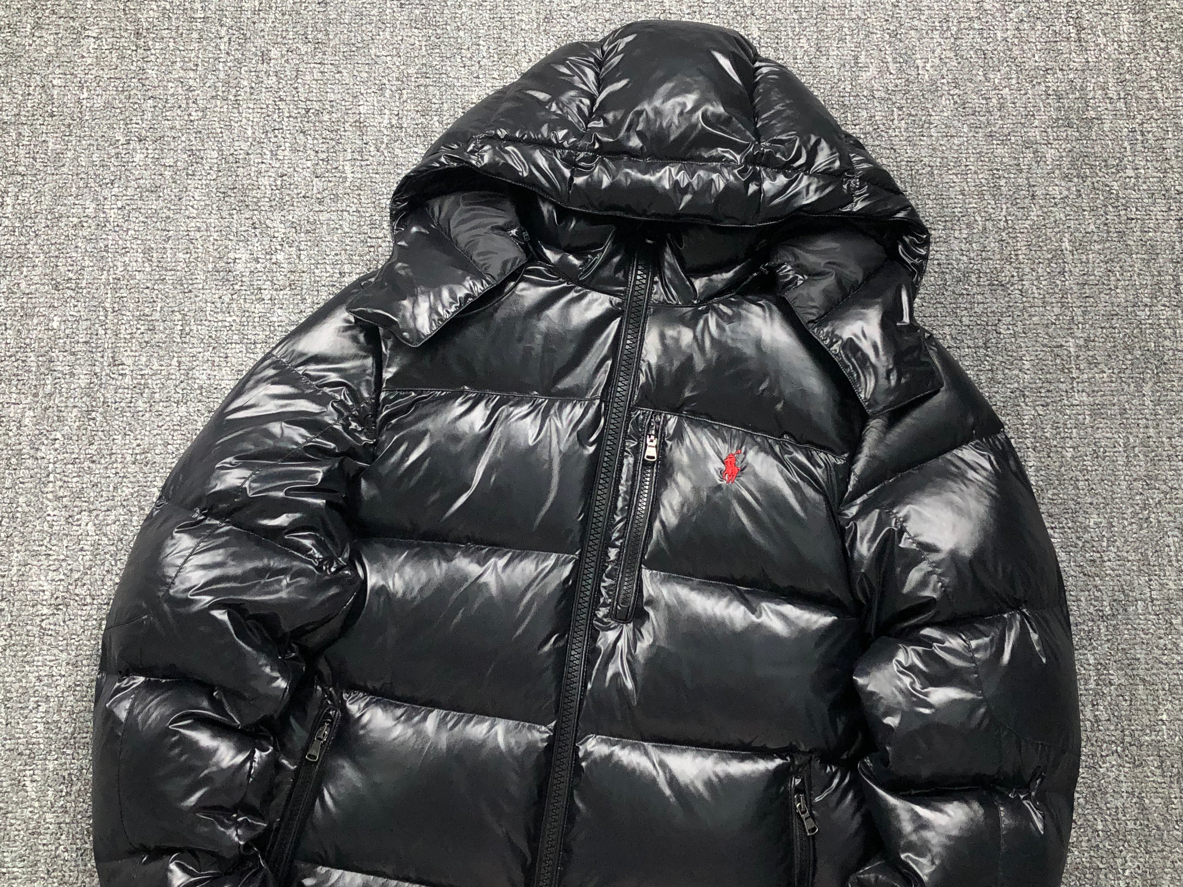 RL shiny black puffer jacket