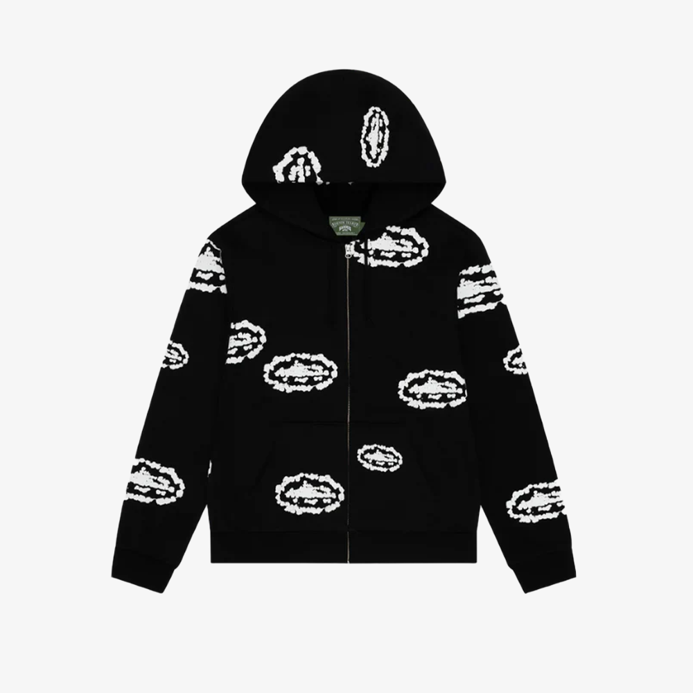 CRTZ X DENIM TEARS GREY Zip Up Hoodie- BLACK