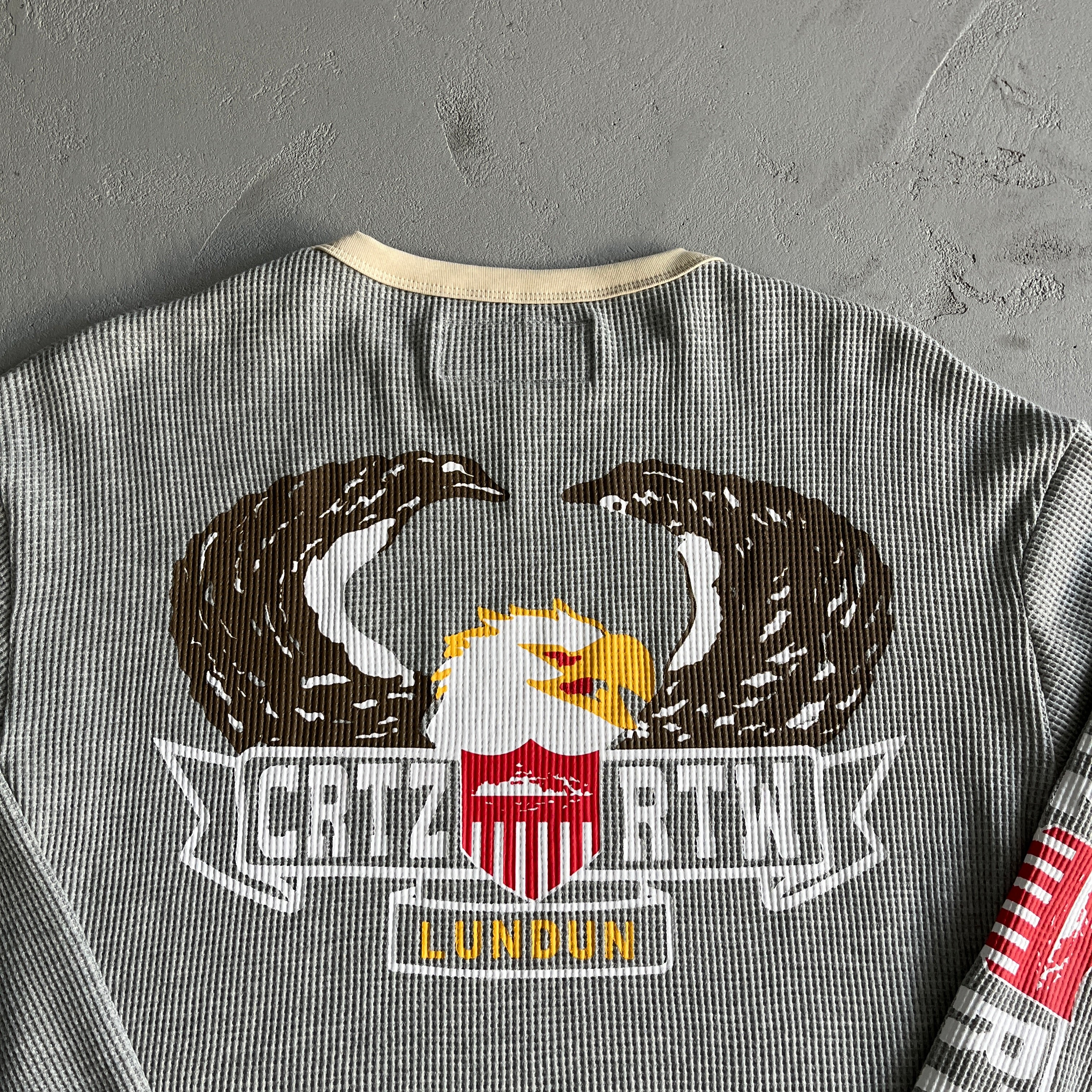 Eagle Print Waffle Long Sleeve- Light Gray