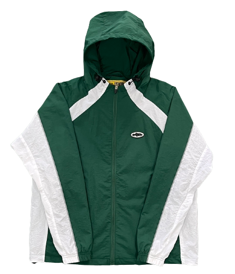 Green and white windbreaker best sale