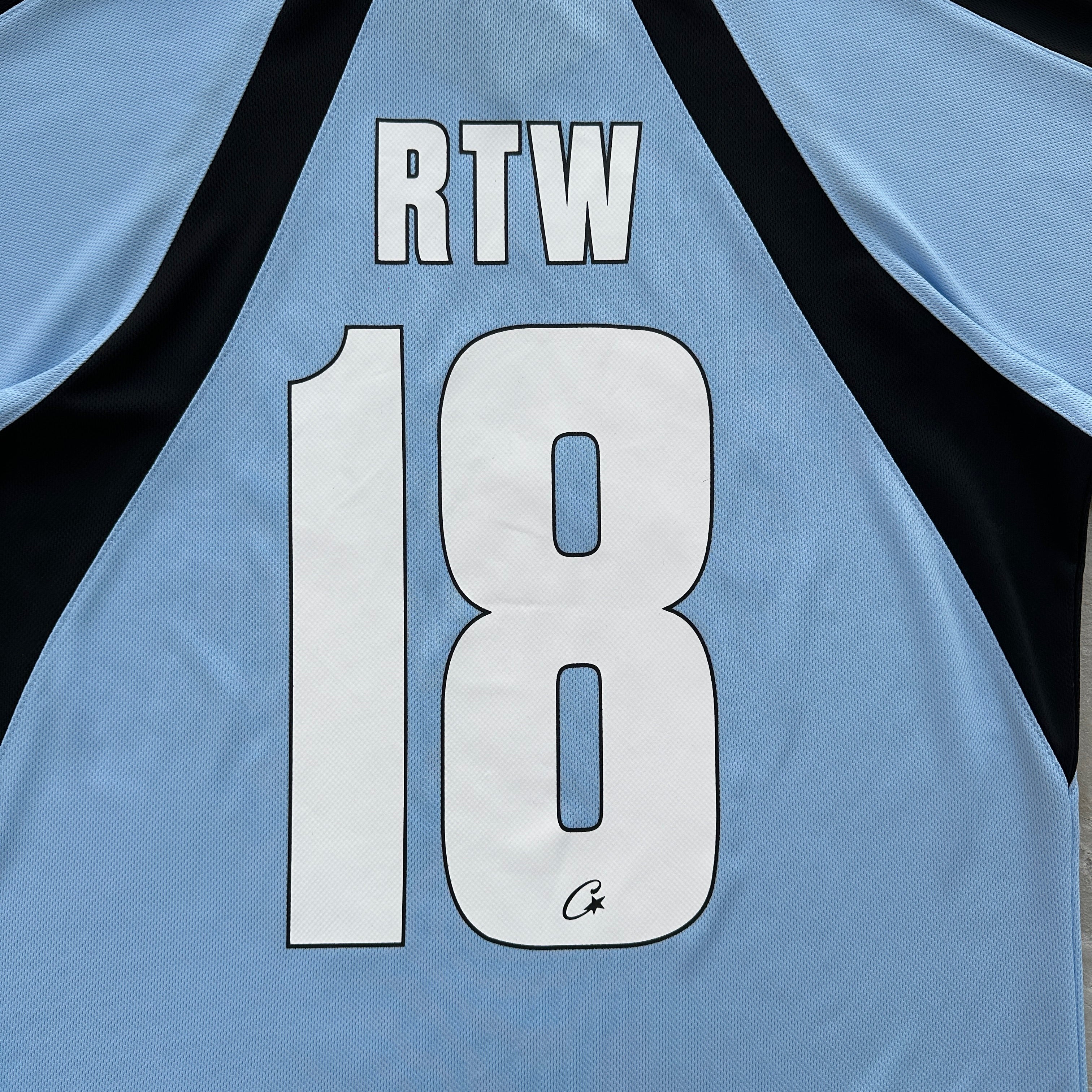 BABY BLUE PANEL FOOTBALL SHIRT TEE - CRTZ