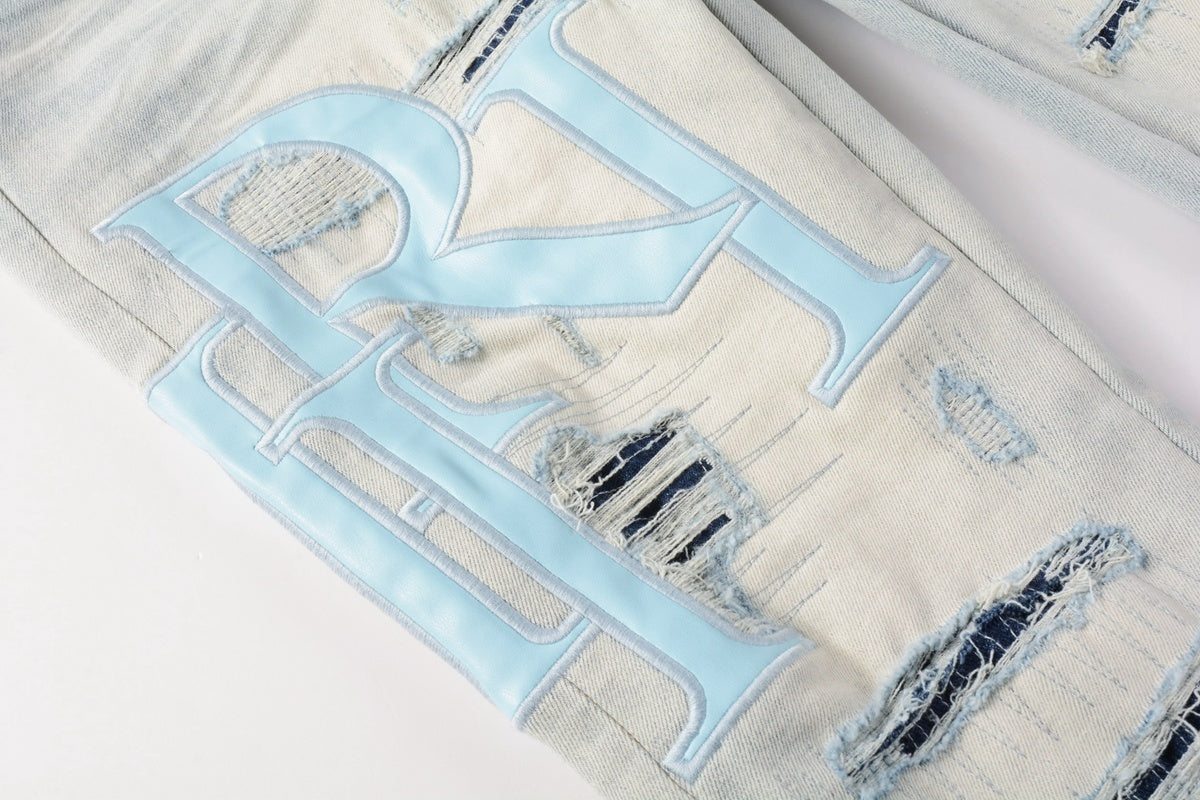 AMlRI CLEAR JEAN BLUE PATCHS LOGO
