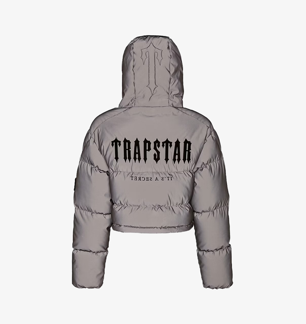 Reflective T Cropped Womens Detachable Puffer