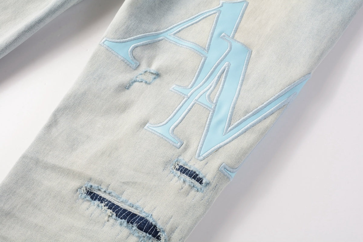 AMlRI CLEAR JEAN BLUE PATCHS LOGO