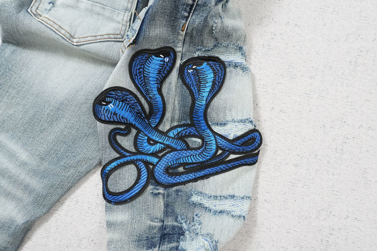 CLEAR BLUE BLUE SNAKE RIPPED WHITE
