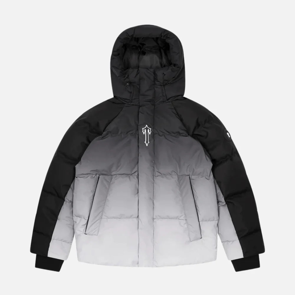 TRAPSTAR IRONGATE HOODED PUFFER AW23 JACKET - BLACK GRADIENT