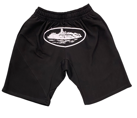 Black and White Alcatraz Logo shorts