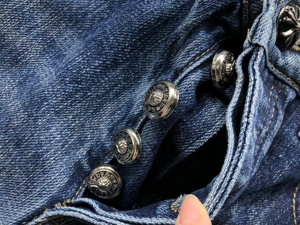 CHROME DARK BLUE JEANS BLAKC WHITE CROSS