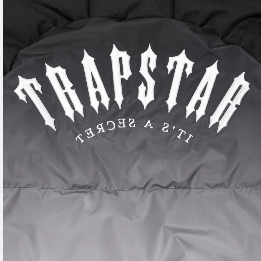 TRAPSTAR IRONGATE HOODED PUFFER AW23 JACKET - BLACK GRADIENT