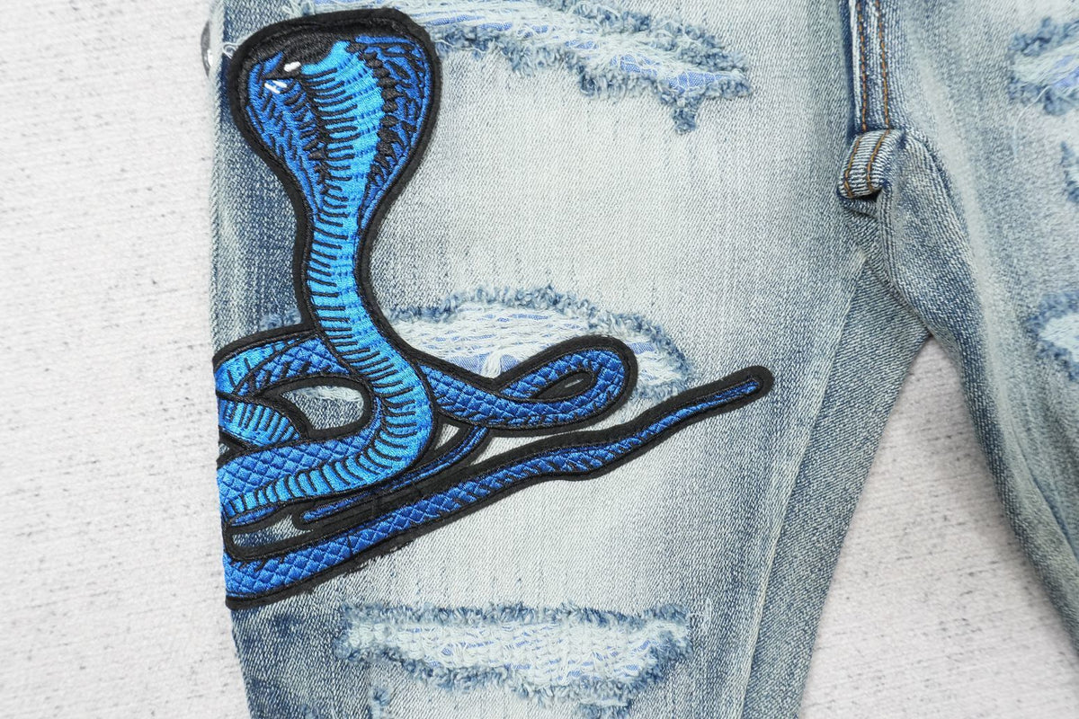CLEAR BLUE BLUE SNAKE RIPPED WHITE