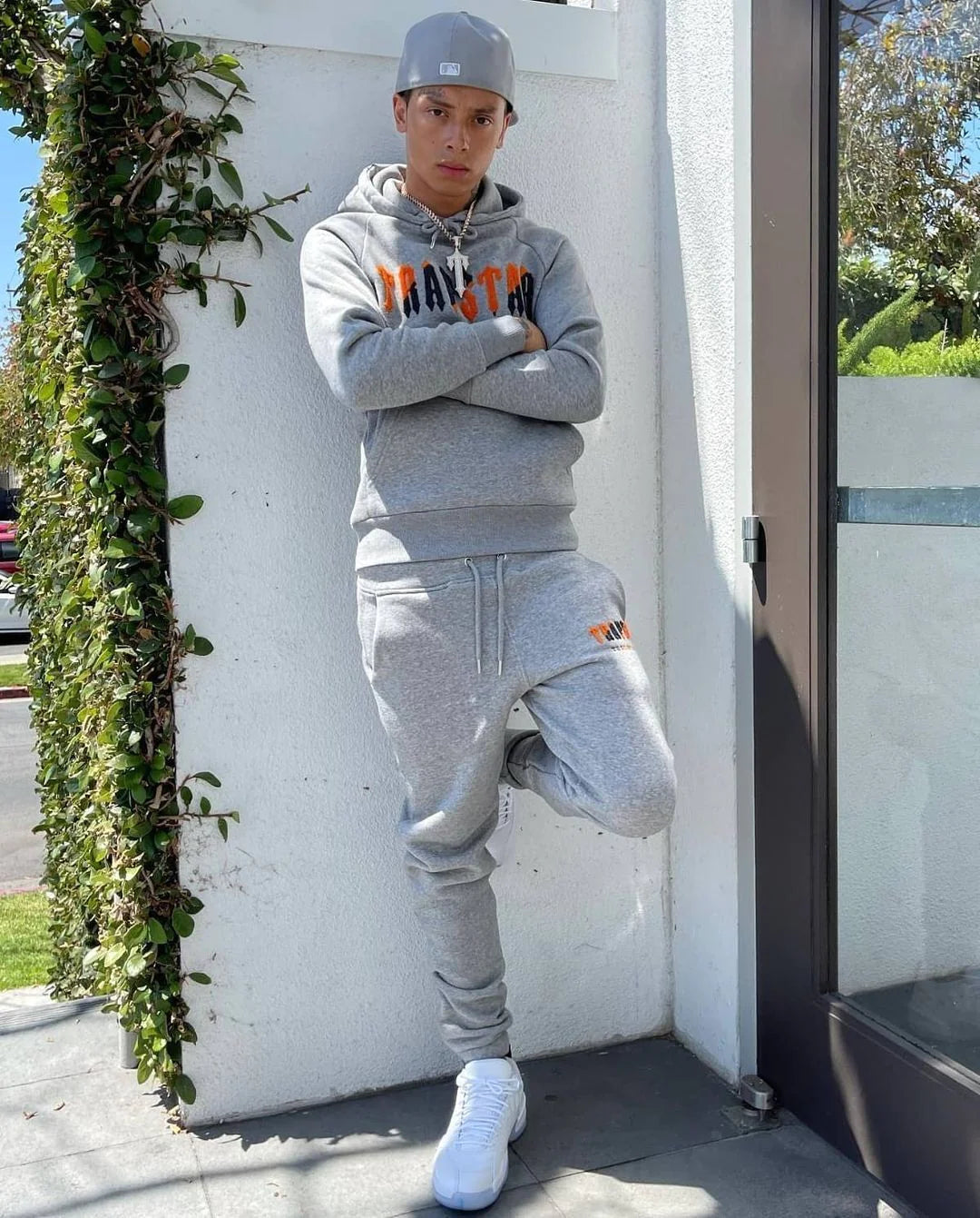 Orange Grey Chenille Decoded Hooded Tracksuit