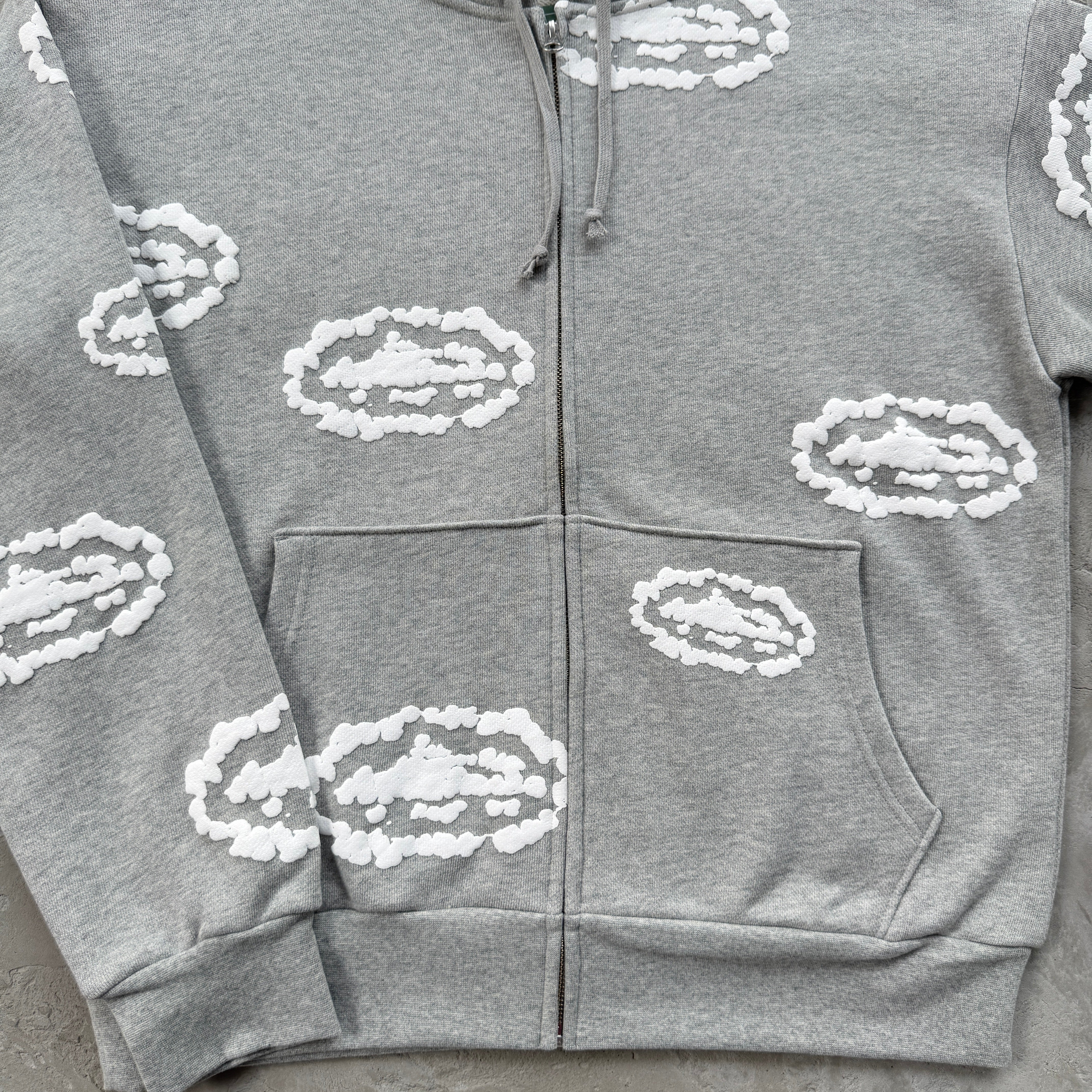 CRTZ X DENIM TEARS GREY Zip Up Hoodie- GREY