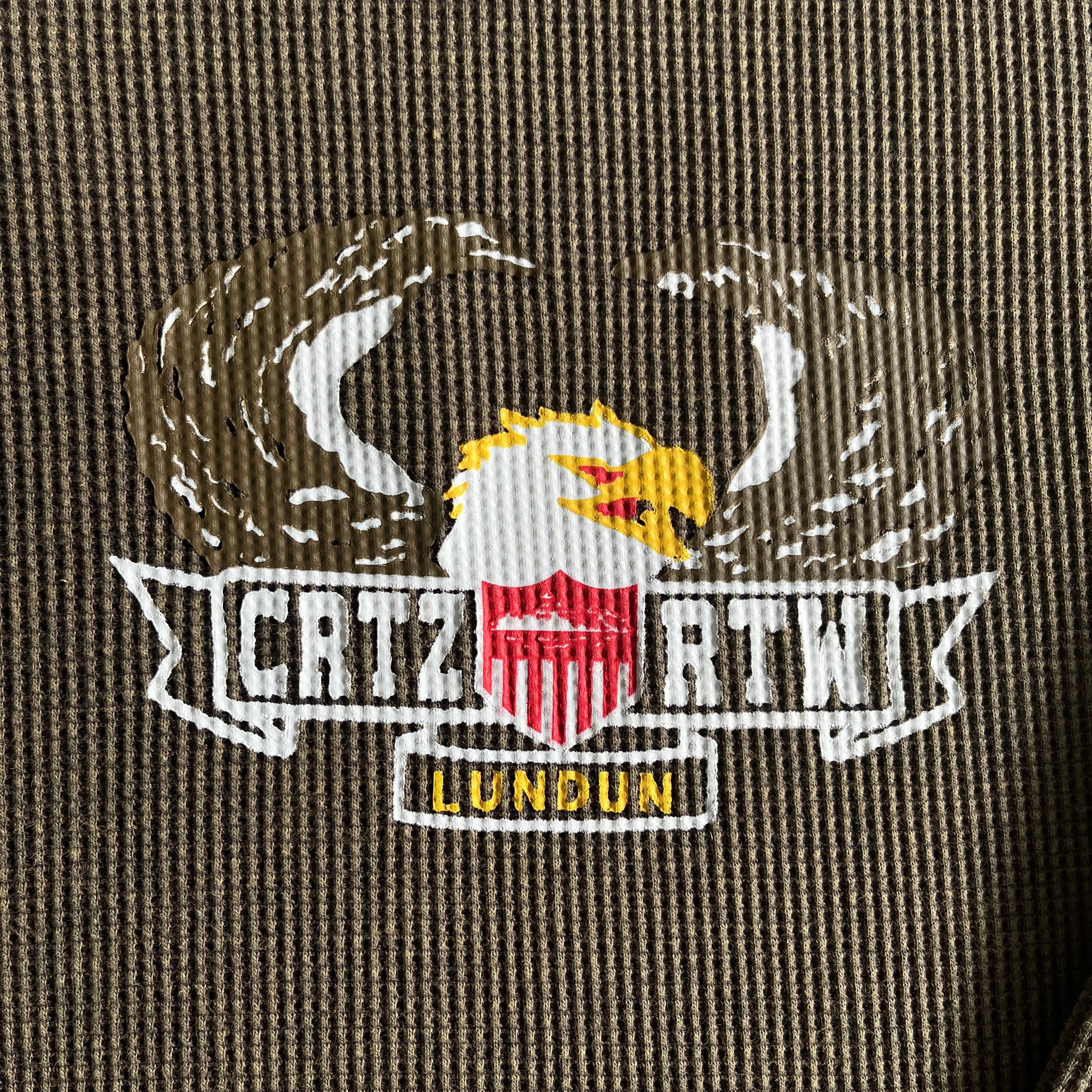 Eagle Print Waffle Long Sleeve- BROWN