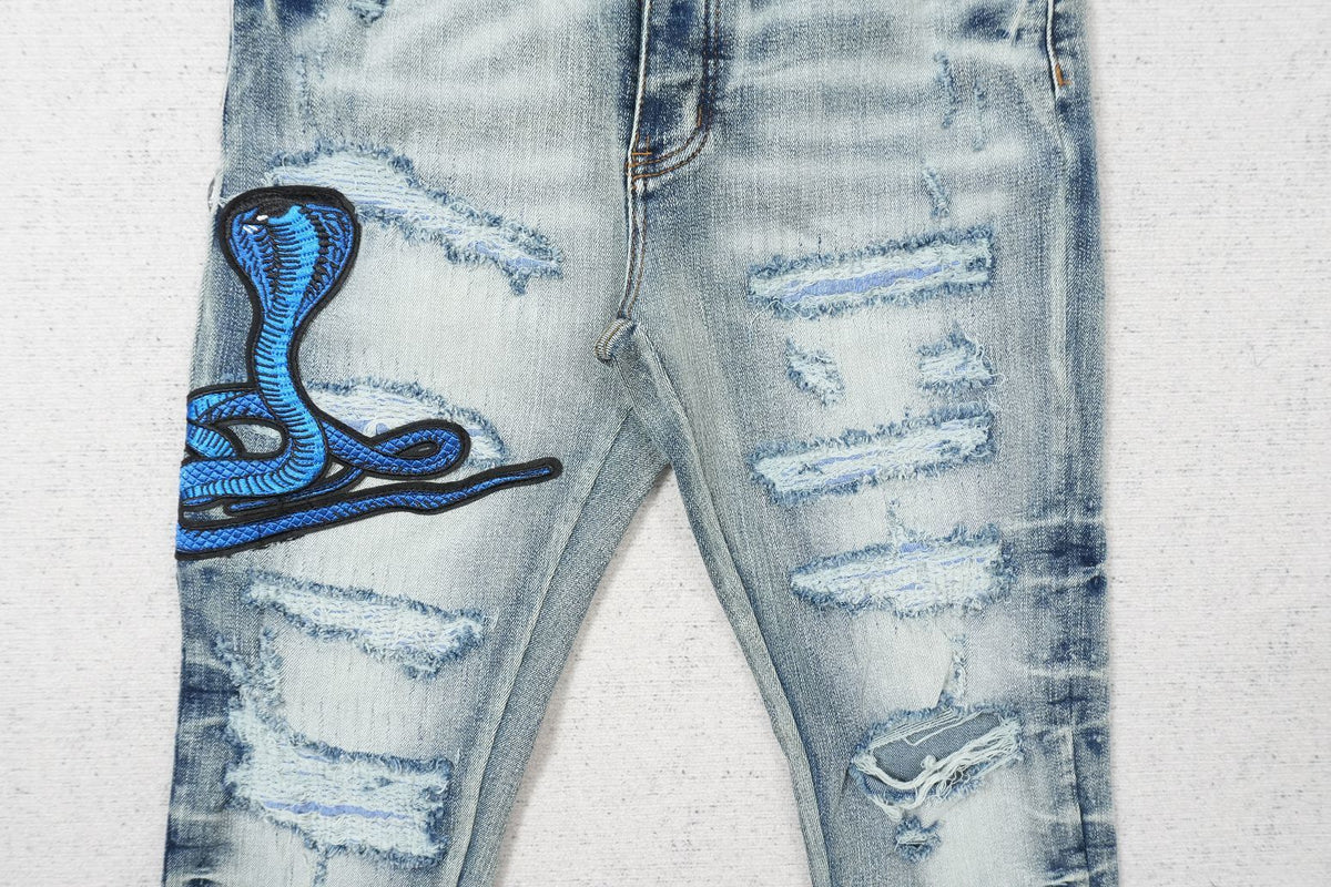 CLEAR BLUE BLUE SNAKE RIPPED WHITE