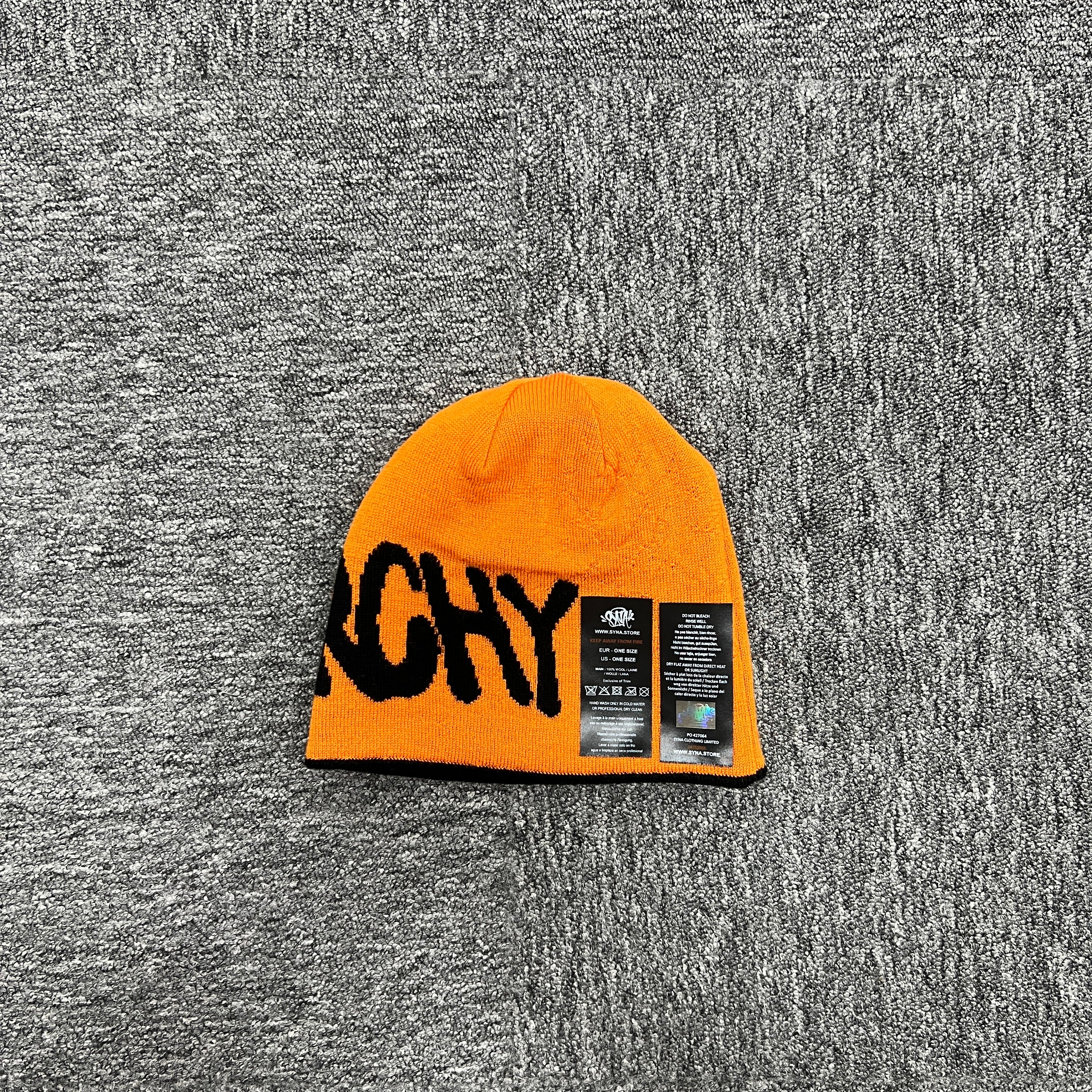 Syna world Reversable Beanie - Orange/Black (with original packaging bag)