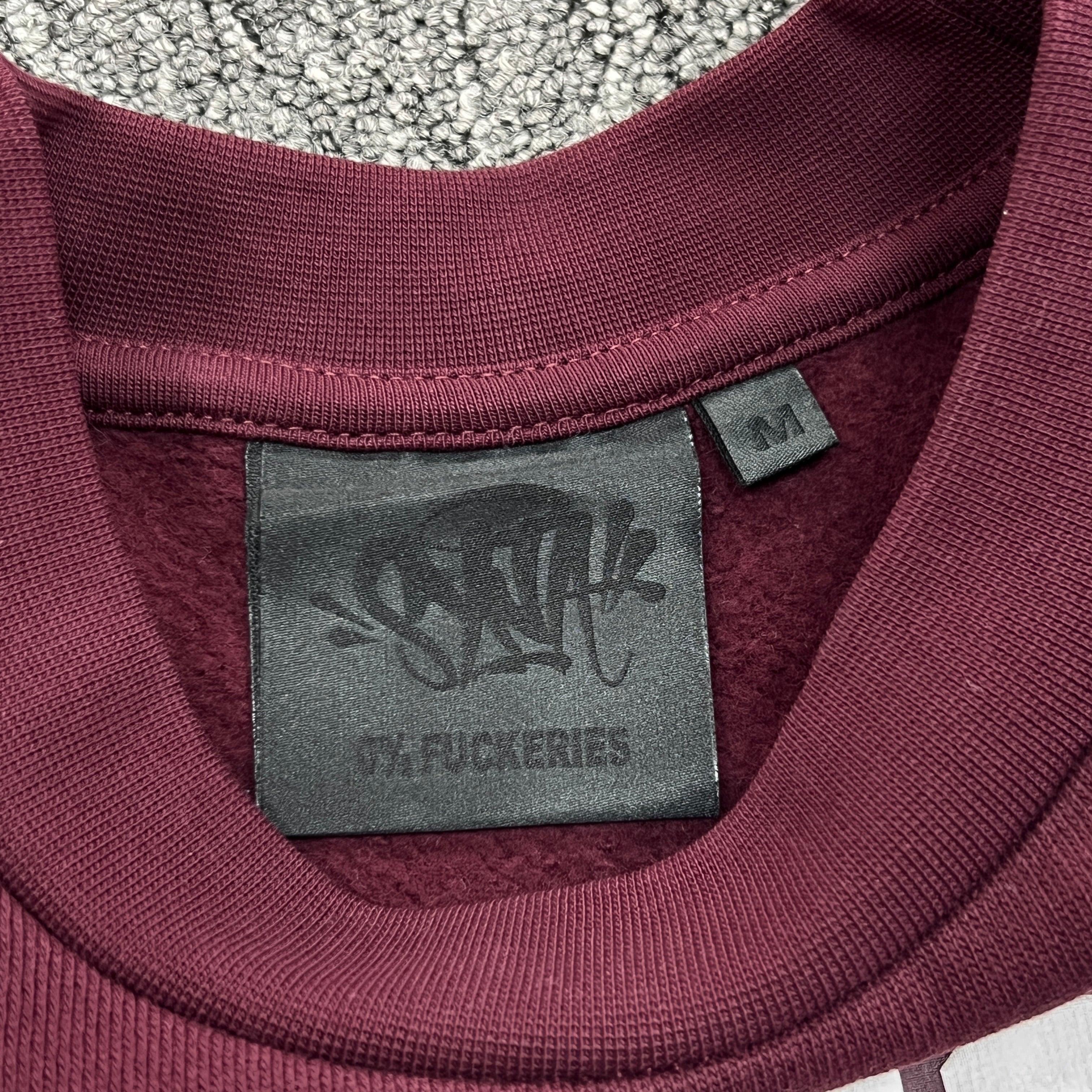 SYNA LONG SLEEVE VARSITY CREW SWEAT- MAROON