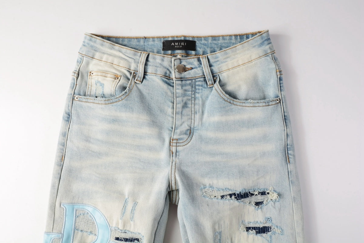 AMlRI CLEAR JEAN BLUE PATCHS LOGO