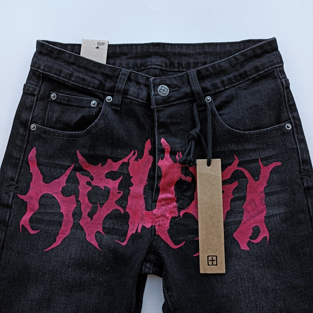 BLACK RED KSUBI LOGO JEANS WM39