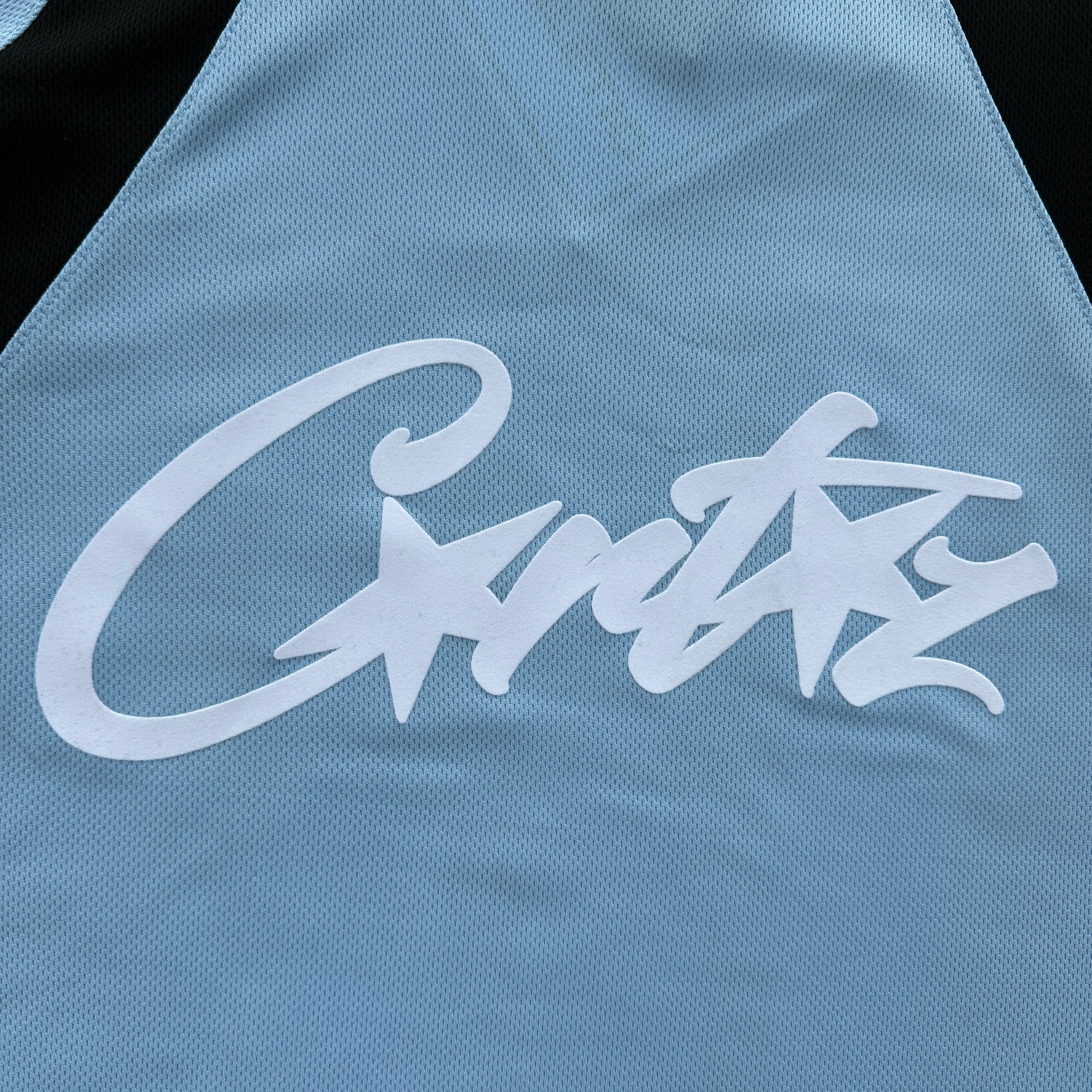 BABY BLUE PANEL FOOTBALL SHIRT TEE - CRTZ