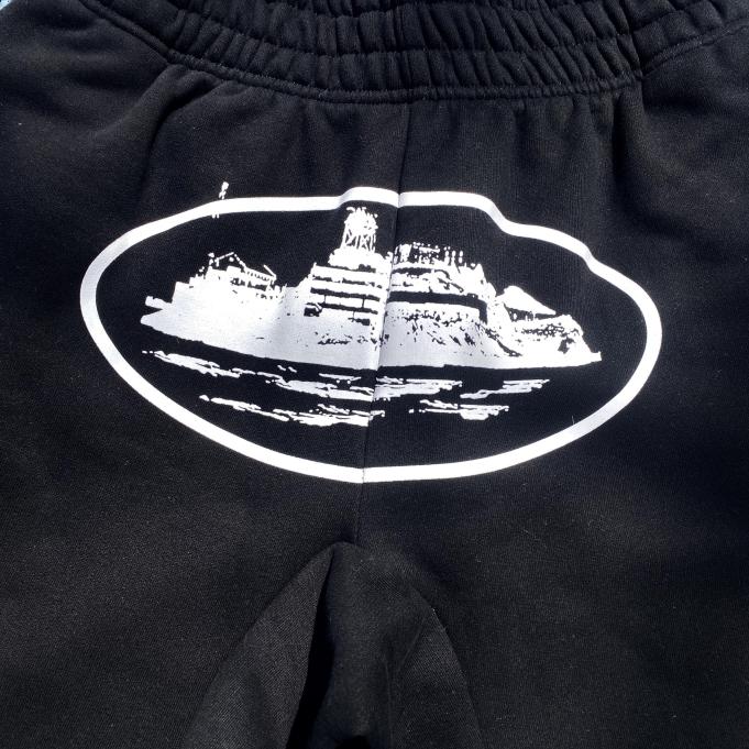 Black and White Alcatraz Logo shorts