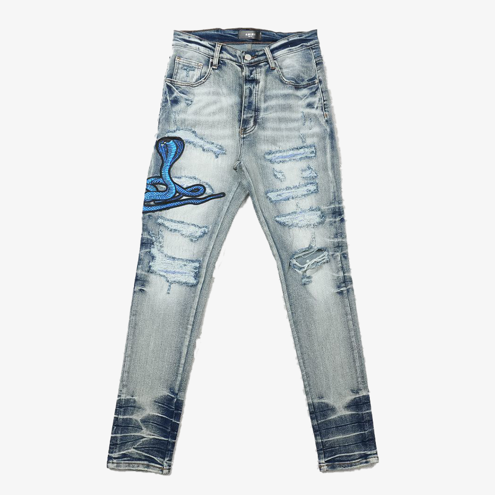 CLEAR BLUE BLUE SNAKE RIPPED WHITE