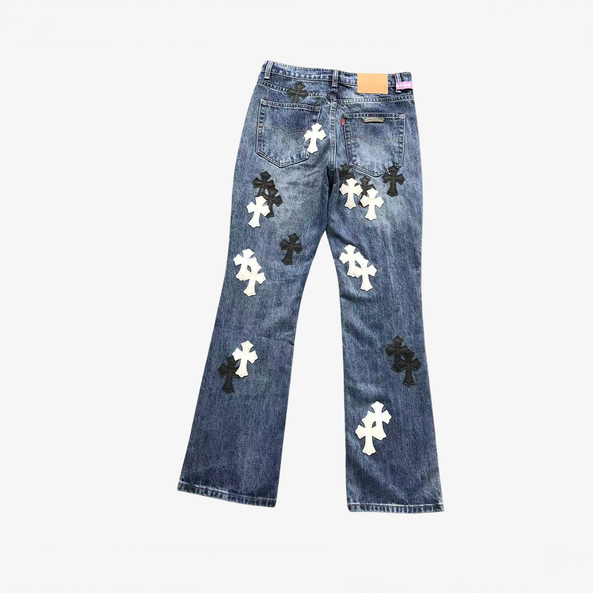 CHROME DARK BLUE JEANS BLAKC WHITE CROSS
