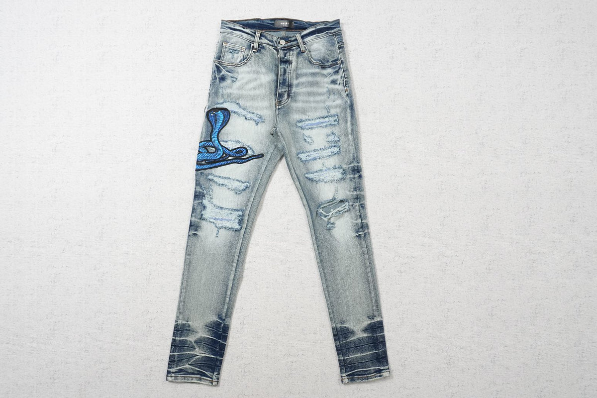CLEAR BLUE BLUE SNAKE RIPPED WHITE