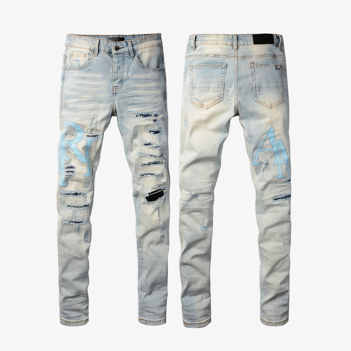 AMlRI CLEAR JEAN BLUE PATCHS LOGO