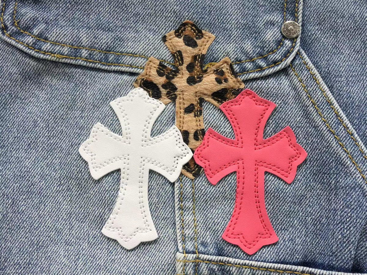 CHROME BLUE JEANS PINK WHITE CHEETAH CROSS