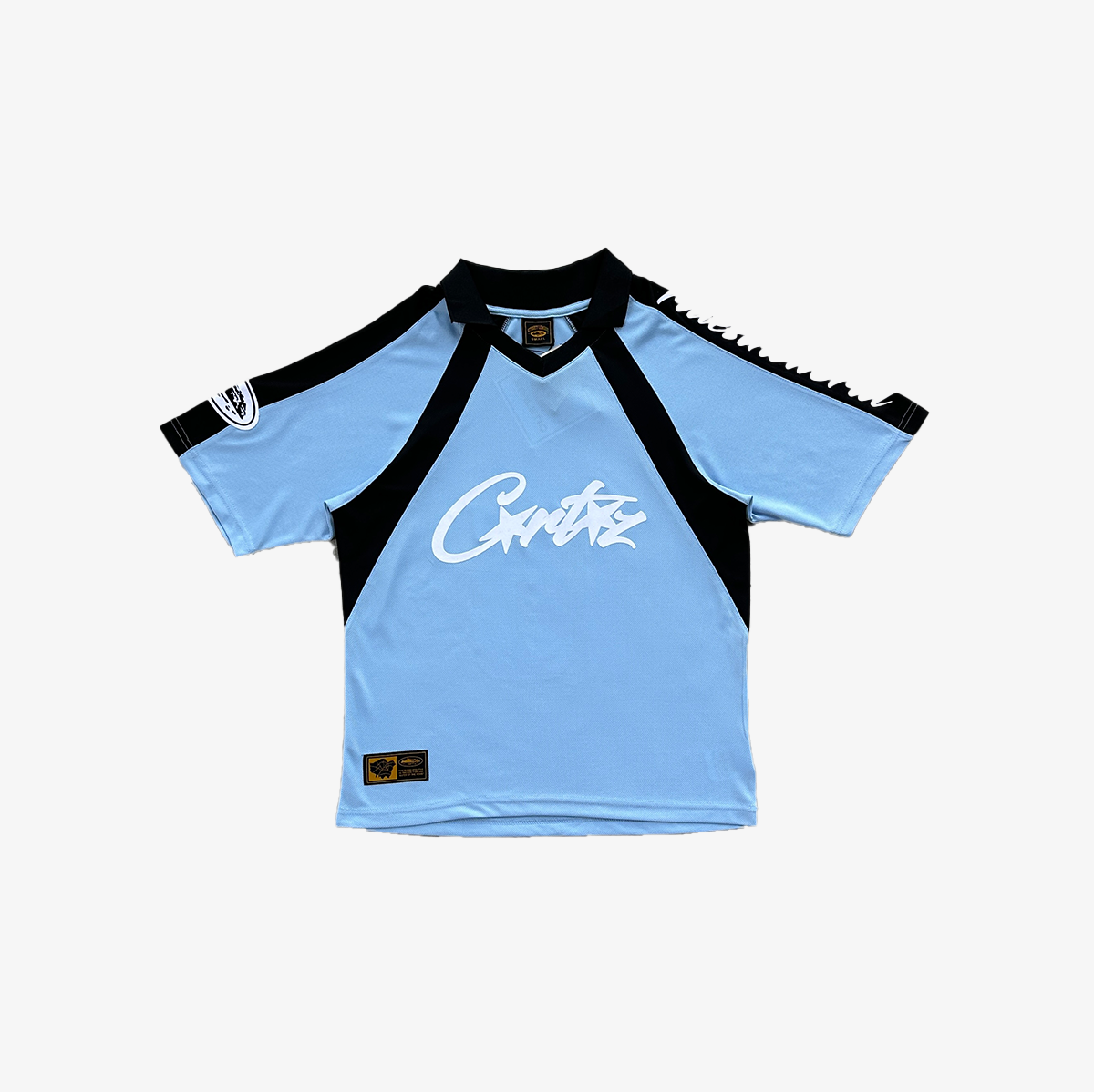 BABY BLUE PANEL FOOTBALL SHIRT TEE - CRTZ