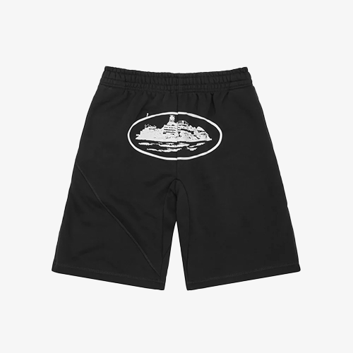 Black and White Alcatraz Logo shorts