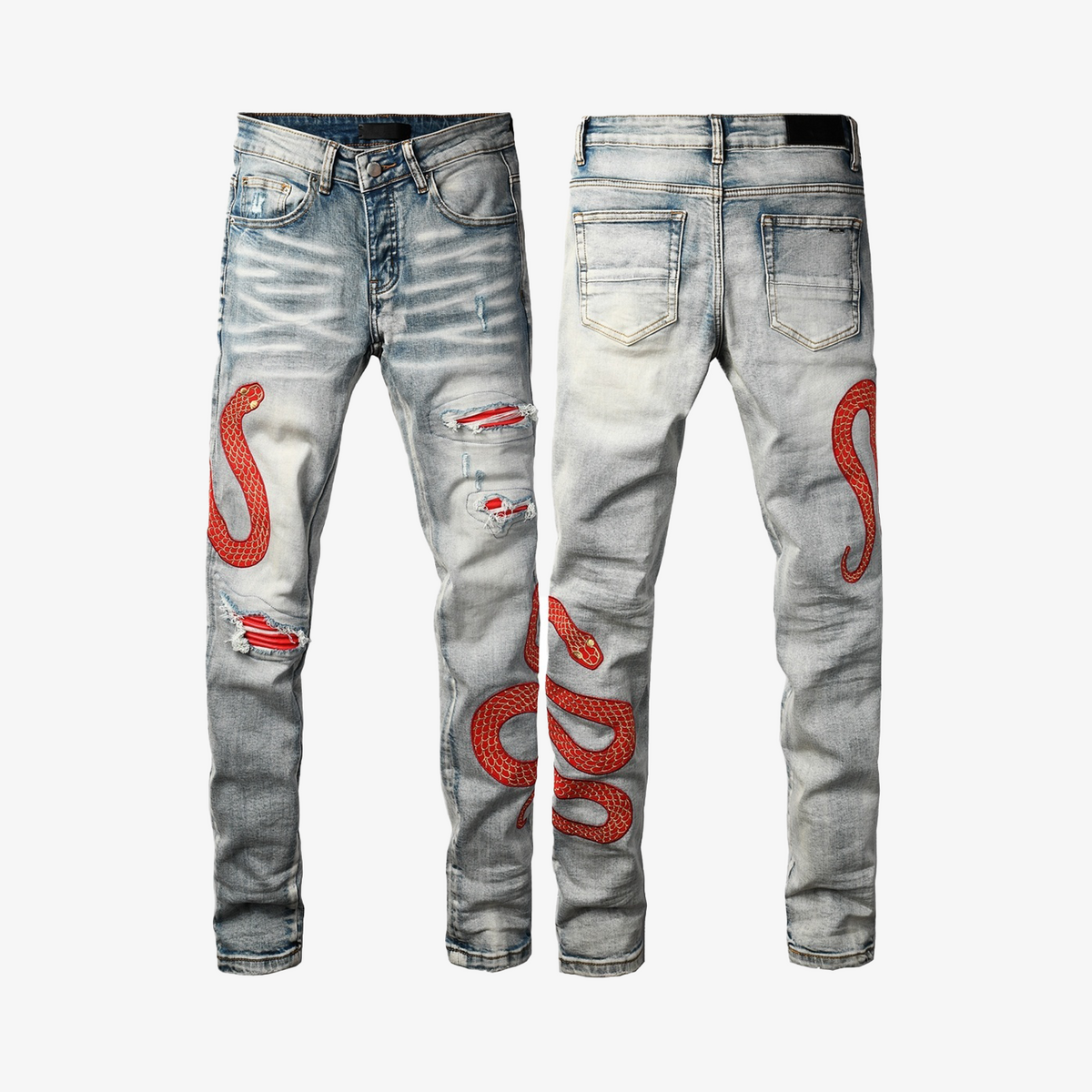 RED JEANS BLACK SNAKE
