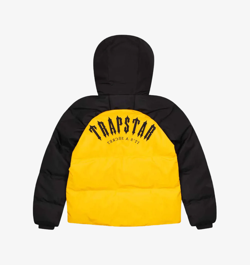 TRAPSTAR IRONGATE HOODED PUFFER 2.0 JACKET - BLACK/YELLOW