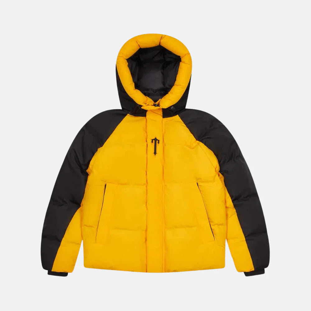 TRAPSTAR IRONGATE HOODED PUFFER 2.0 JACKET - BLACK/YELLOW