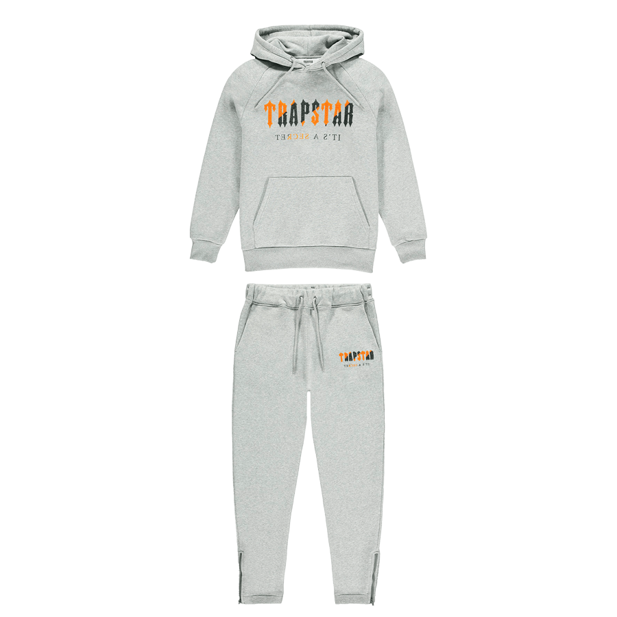 Orange Grey Chenille Decoded Hooded Tracksuit